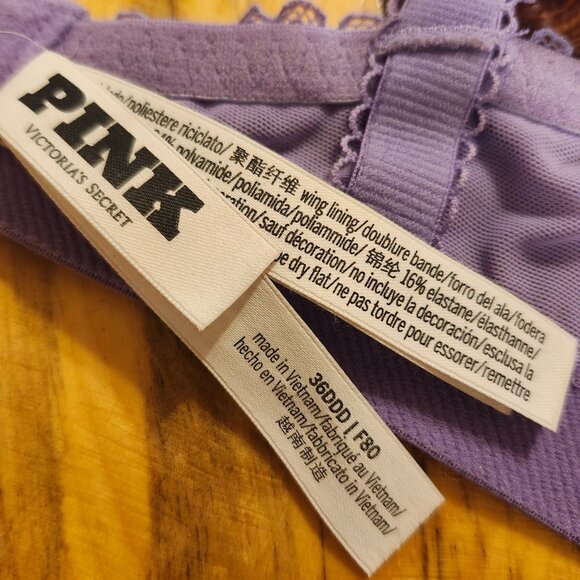 Victoria’s Secret PINK 36DDD Wink Balconette Bra Wisteria Dot Lace Lightly Lined - Picture 6 of 7